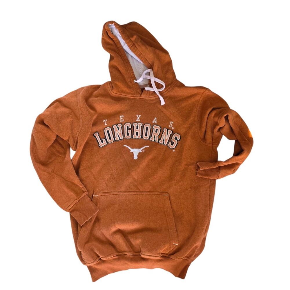 Vintage UT Texas Longhorns Hoodie Size S Burnt Orange Hooded Sweatshirt Y2K